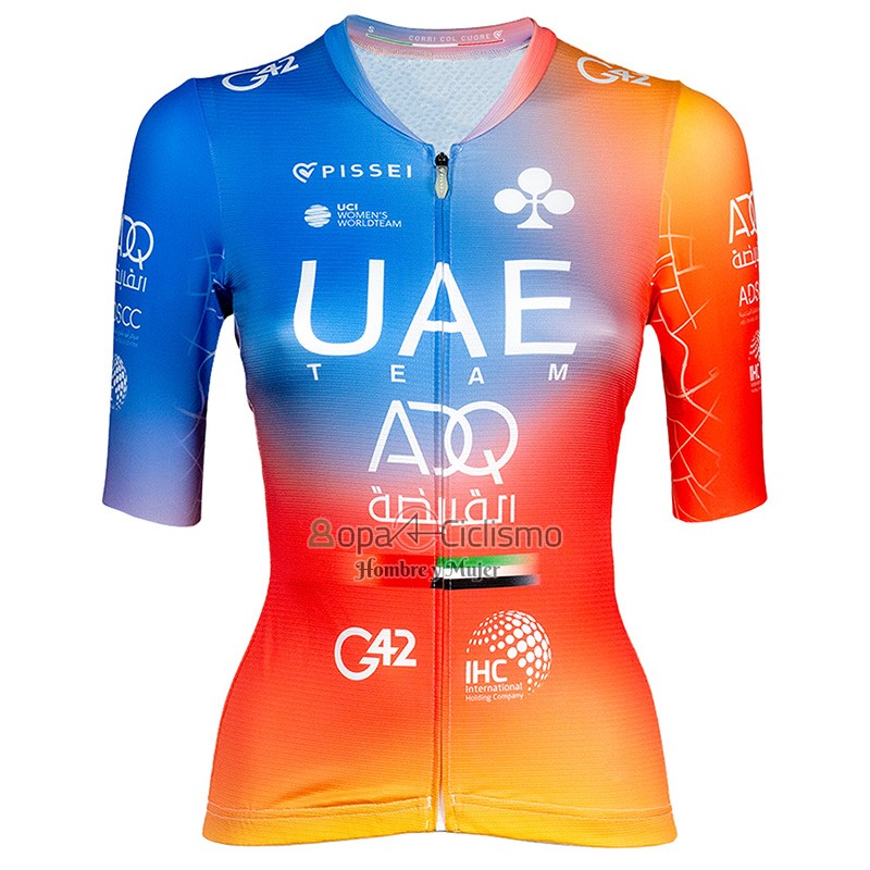 Uae Team Emirates Ropa Ciclismo Culotte Corto 2023 Mangas Cortas Naranja Azur
